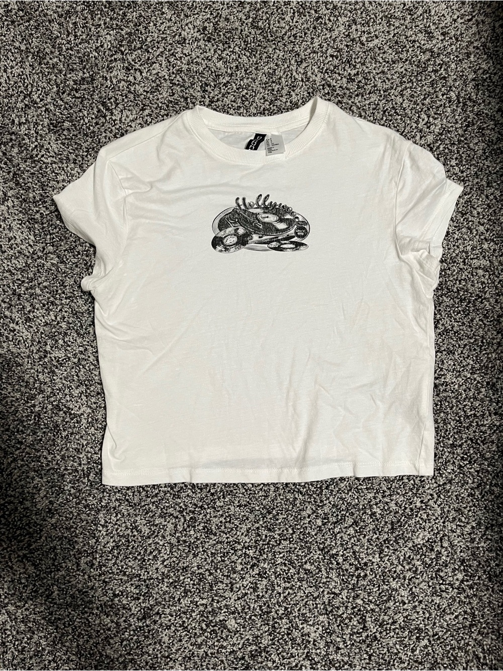 H&M White Tee with Hollywood Graphic